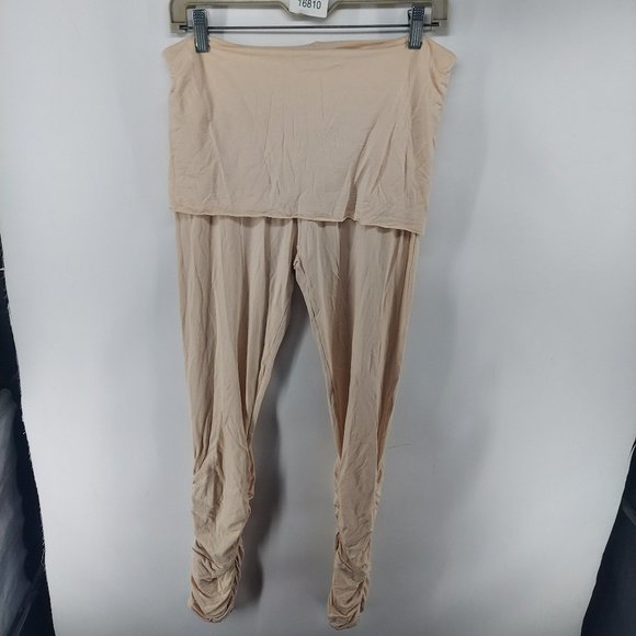 caraucci fold over jogger pants size large beige - Picture 1 of 9